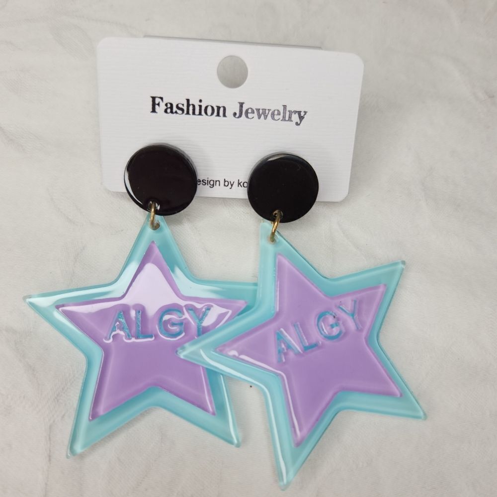NWT Blue Purple Star Earrings